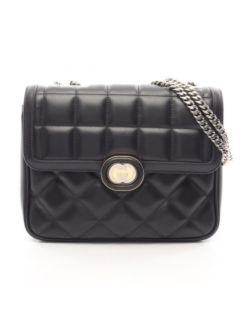 Gucci Shoulder Bag Deco Black Leather Chain